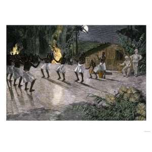 Native Dance in the Camp of an African Explorer, 1800s Premium Poster 
