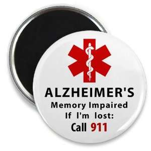 ALZHEIMERS MEMORY IMPAIRED Call 911 Medical Alert 2.25 inch Fridge 