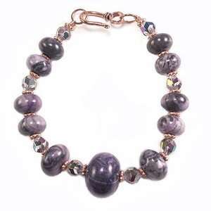  Purple Agate Czech Glass and Copper Bracelet Jewelry