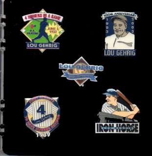NY YANKEES LOU GEHRIG SET OF 5 COLLECTOR PINS W/ CASE  