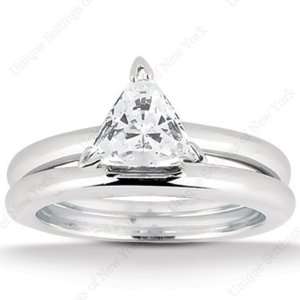  0.75 Ct Diamond Engagement Ring Bridal Set Triangle Prong 