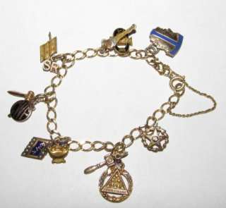 Charm Bracelet 12 Charms TWO 10K Gold IYOB FILIAE College Sorority 