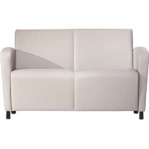   Dialogue Loveseat with Upholstered Arms and Wood Feet