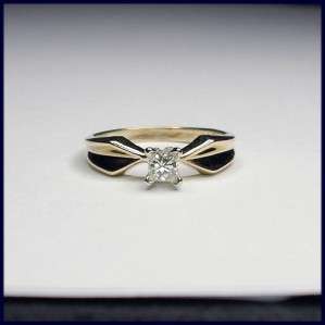   Diamond 1/3 CT Solitaire Engagement Ring 14K 5mm Gold Band sz7  