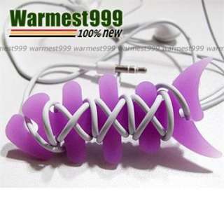 3pcs New Colorful Rubber Fish Bone Earphone Cord Winder For iPhone  
