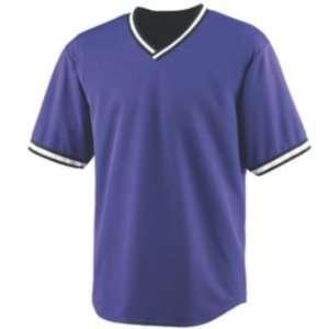  Wicking V Neck Baseball Jersey Purple/Black   Small 