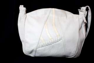 Vtg 80s BIG Slouch White Leather/Snakeskin Purse Bag  