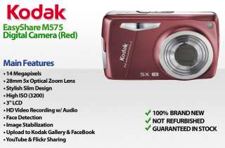   KODAK M575 Easyshare 14MP Digital Camera RED M 575 41778408483  