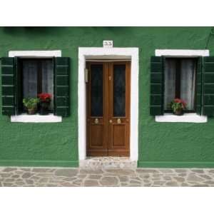  Door and Windows of a House, Burano, Venice, Veneto, Italy 