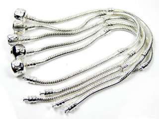 5Pcs Silver Snake Chain Bracelets Fit Charms bead 20cm  