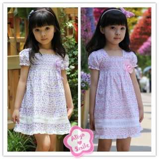   Purple Floral Girls Dress Spring/Summer Flower Dress SZ 2T 3T 4T 5T
