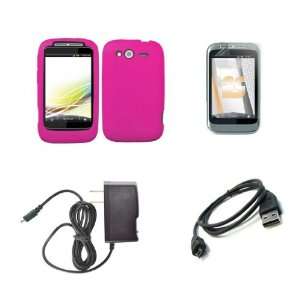 HTC Wildfire S (T Mobile) Premium Combo Pack   Hot Pink Silicone Soft 