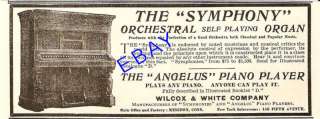 1900 WILCOX & WHITE SYMPHONY SELF PLAYING ORGAN AD  