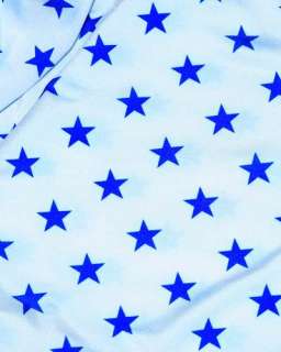 LYCRA STRETCH FABRIC WHITE BLUE STARS 60 BY THE YARD  