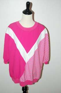 VTG 80s OVERSIZED TOP (2XL) new wave NEON blouse BOYFRIEND rave swag 