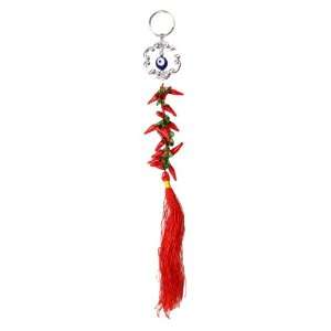  Evil Eye Keychain/ring in a Flower shaped Frame with Red 