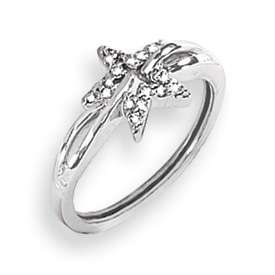 14k White Gold .10 Carat AA Quality Diamond Star Ring in Multiple 