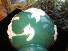 GREEN CREAM CORNFLOWER DAISY ALADDIN ALACITE GLASS TABLE LAMP 3 WAY 