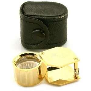  Gold Eye Loupe Folding Pocket Magnifier 10X 21.5mm Tool 