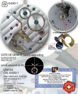 UNITAS, ETA, 6498 1 luxury Watch Movement, small s. 6h  