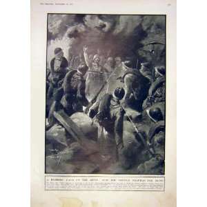  Robbers Cave Aisne French Huns Troops War Print 1917