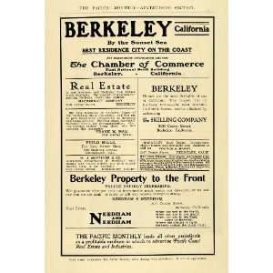 1906 Ad Berkeley California Chamber Commerce Needham   Original Print 