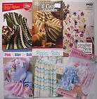 Lot 5 crochet afghans pattern booklets baby kitties & bears floral 20 