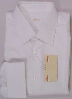 BRIONI DRESS SHIRT $585 SOLID WHITE FRENCH CUFF DRESS SHIRT 17.5L / 35 