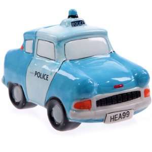 Ceramic 1960s UK Styled Blue Police Car Money Box