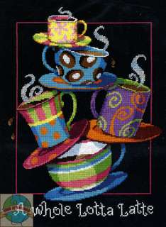 Cross Stitch Kit Colorful Coffee Cups Whole Lotta Latte  