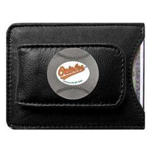  Baltimore Orioles Black Leather Money Clip with Cardholder 