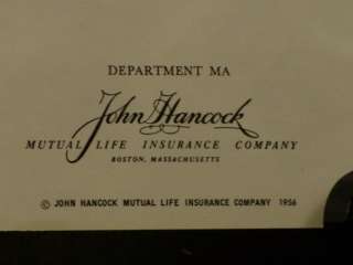 Vintage John Hancock Mutual Life Insurance Booklet 1956  