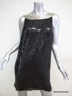 NWOT Foley Black & Silver Sequin Sleeveless Dress XS  