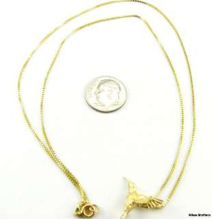 HUMMINGBIRD Pendant & Box Chain NECKLACE 14k Gold  