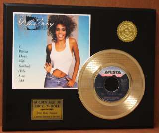 WHITNEY HOUSTON 24KT GOLD 45 RECORD LTD ETCHED W/ I WANT TO DANCE W 