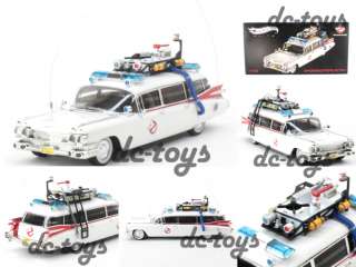 Hot Wheels Elite W1194 ECTO 1 Cadillac Ghostbusters 143 Diecast White 