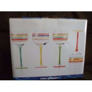  Set of 4 Hand Painted Wine Glasses