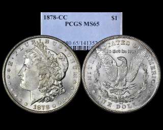 1878 CC MORGAN DOLLAR PCGS MS 65  GEM BRIGHT WHITE  