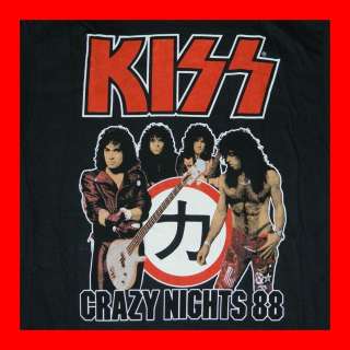 DEADSTOCK KISS VTG CRAZY NIGHTS 1988 TOUR T SHIRT 80s L  