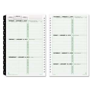   week on facing pages.   Monthly tabbed dividers display each month on