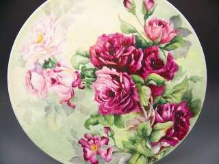 LIMOGES HAND PAINTED ROSES CHARGER 14  