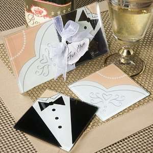    Bride and Groom Coaster Set (Set of 6)   Wedding Party Favors Baby
