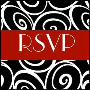   Black and White RSVP Wedding and Event with Red Stamp