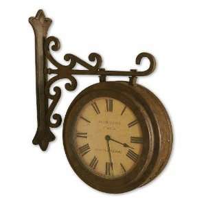  UT06710   Rust Brown Finish Wall Clock with Aged Beige 