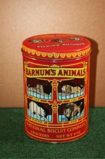 BARNUMS ANIMALS CRACKERS~National Biscuit Co~ Round Metal Container 