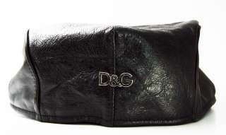 495 Dolce & Gabbana D&G Black Leather Newsboy Cap Hat  