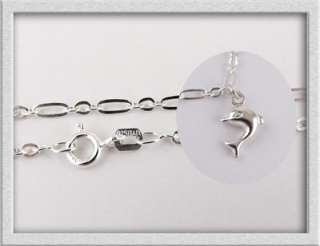 Sterling Silver Link Chain Dolphin Charm Bracelet Italy b156  