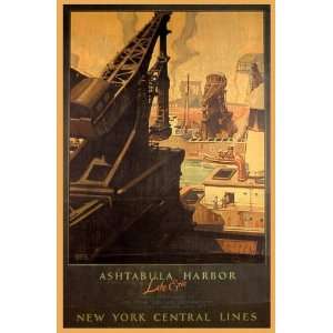   HARBOR LAKE ERIE NEW YORK CENTRAL LINES SMALL VINTAGE POSTER REPRO