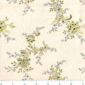  45 Wide Country Provence Tossed Floral Blue/Cream Fabric 