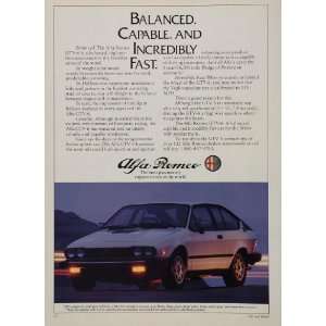  1985 Alfa Romeo GTV 6 Sports Car Coupe Price Print Ad 